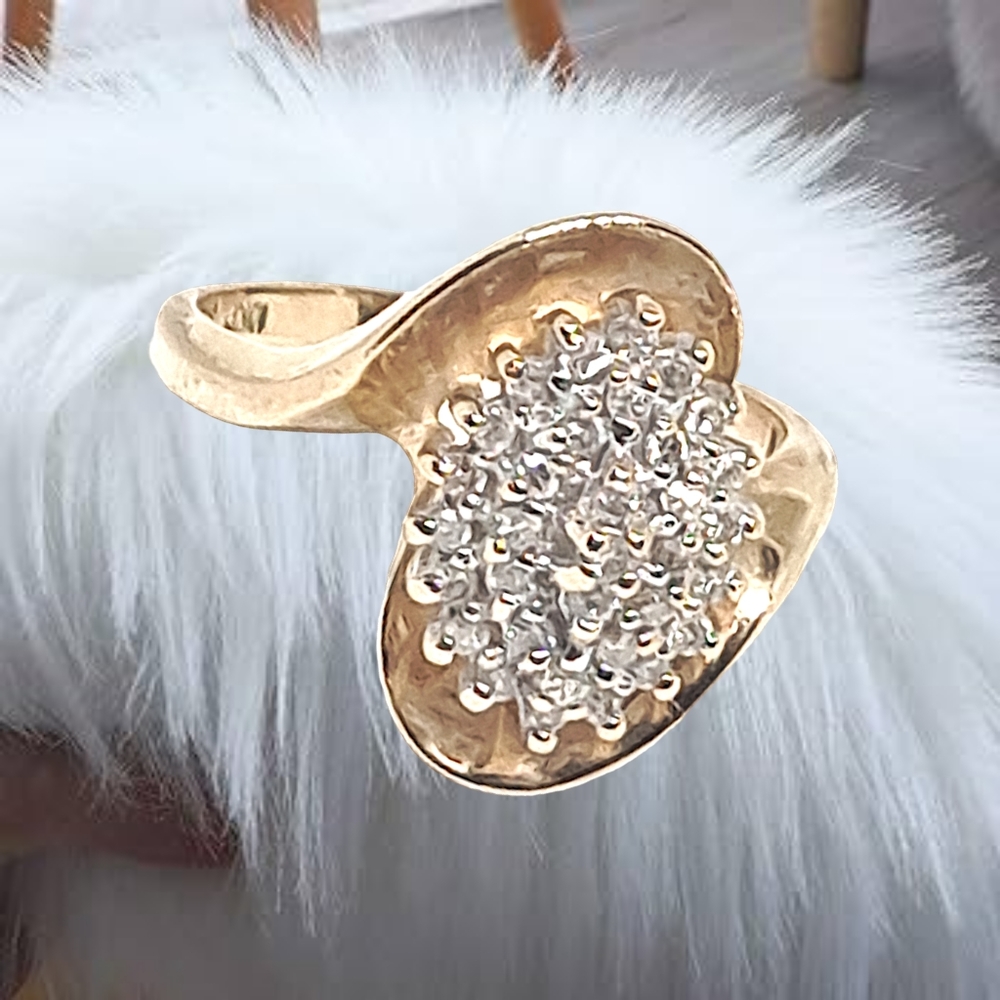 Solid 10k Gold Ring With 32 Single Cut Diamonds. … - image 2